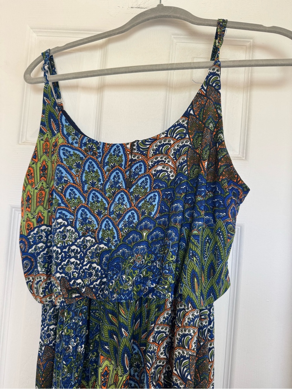5th & Love Blue and Green Midi Dress with Paisley Print